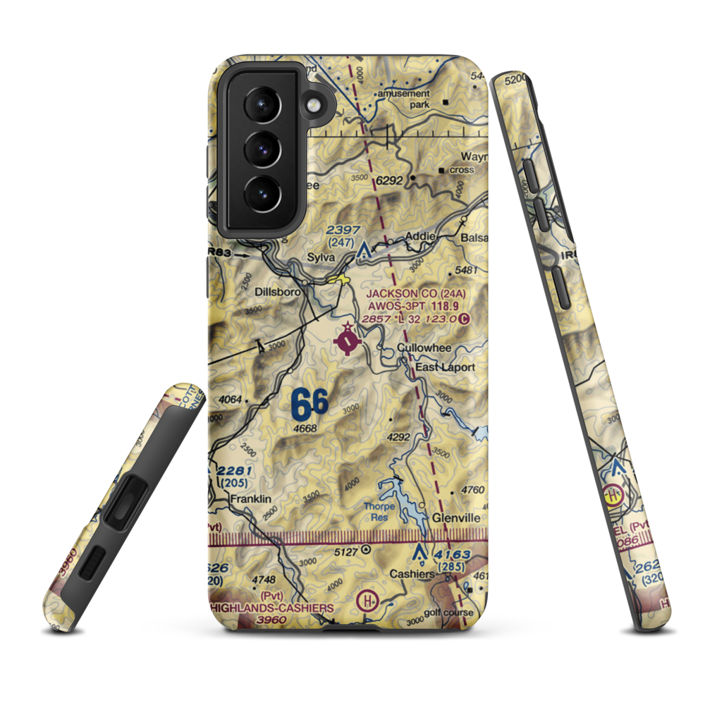 Jackson County Airport (24A) VFR Sectional Samsung Phone Case Samsung Galaxy S21 FE model shown