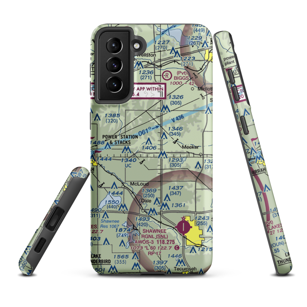 Jacktown Airport (OK00) VFR Sectional Samsung Phone Case Samsung Galaxy S21 FE model shown