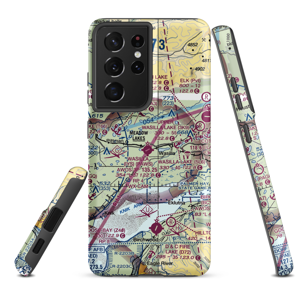 Jacobsen Lake Seaplane Base (AK43) VFR Sectional Samsung Phone Case Samsung Galaxy S21 Ultra model shown