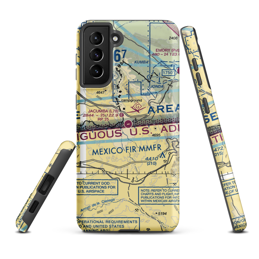 Jacumba Airport (L78) VFR Sectional Samsung Phone Case Samsung Galaxy S21 Plus model shown