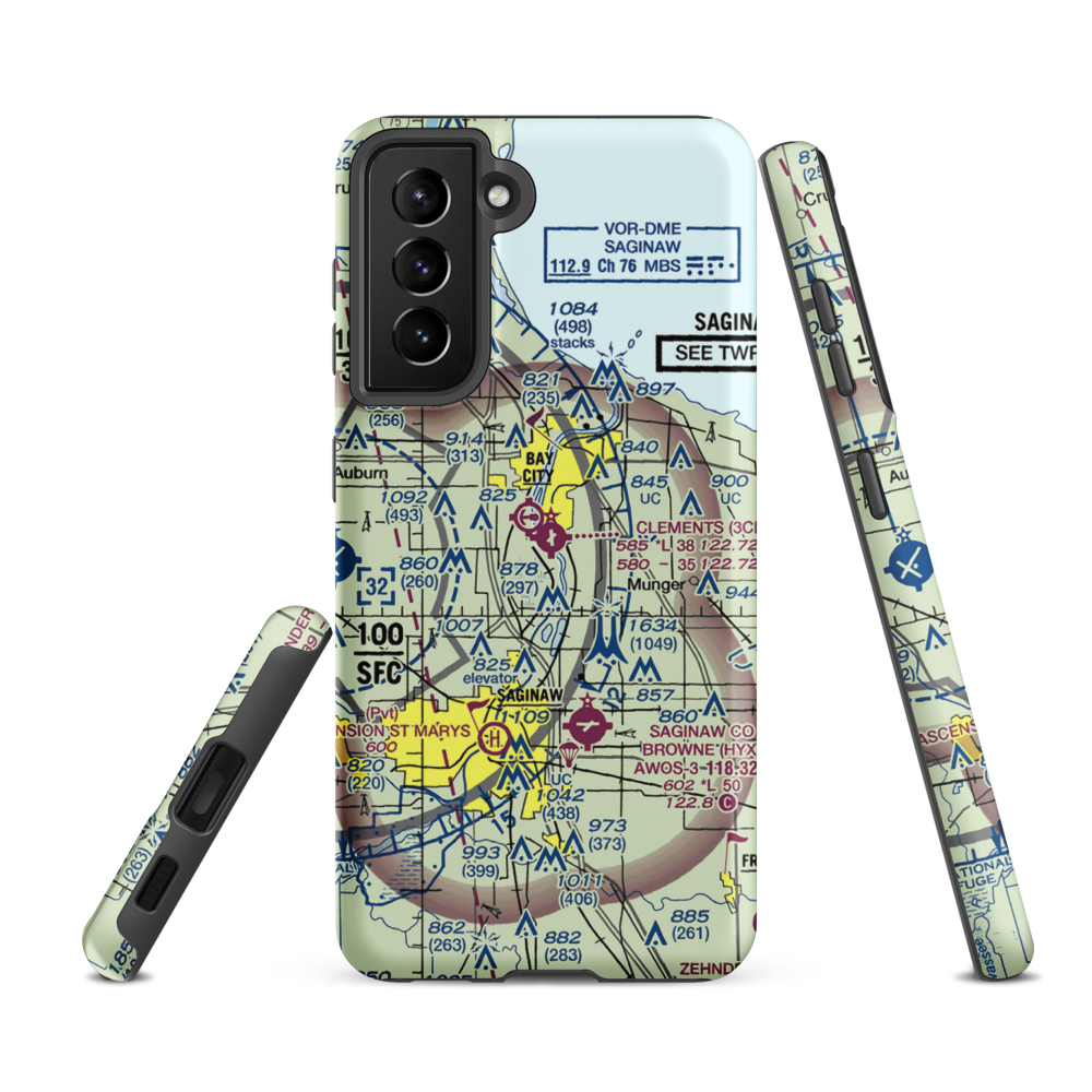James Clements Municipal Airport (3CM) VFR Sectional Samsung Phone Case Samsung Galaxy S21 FE model shown