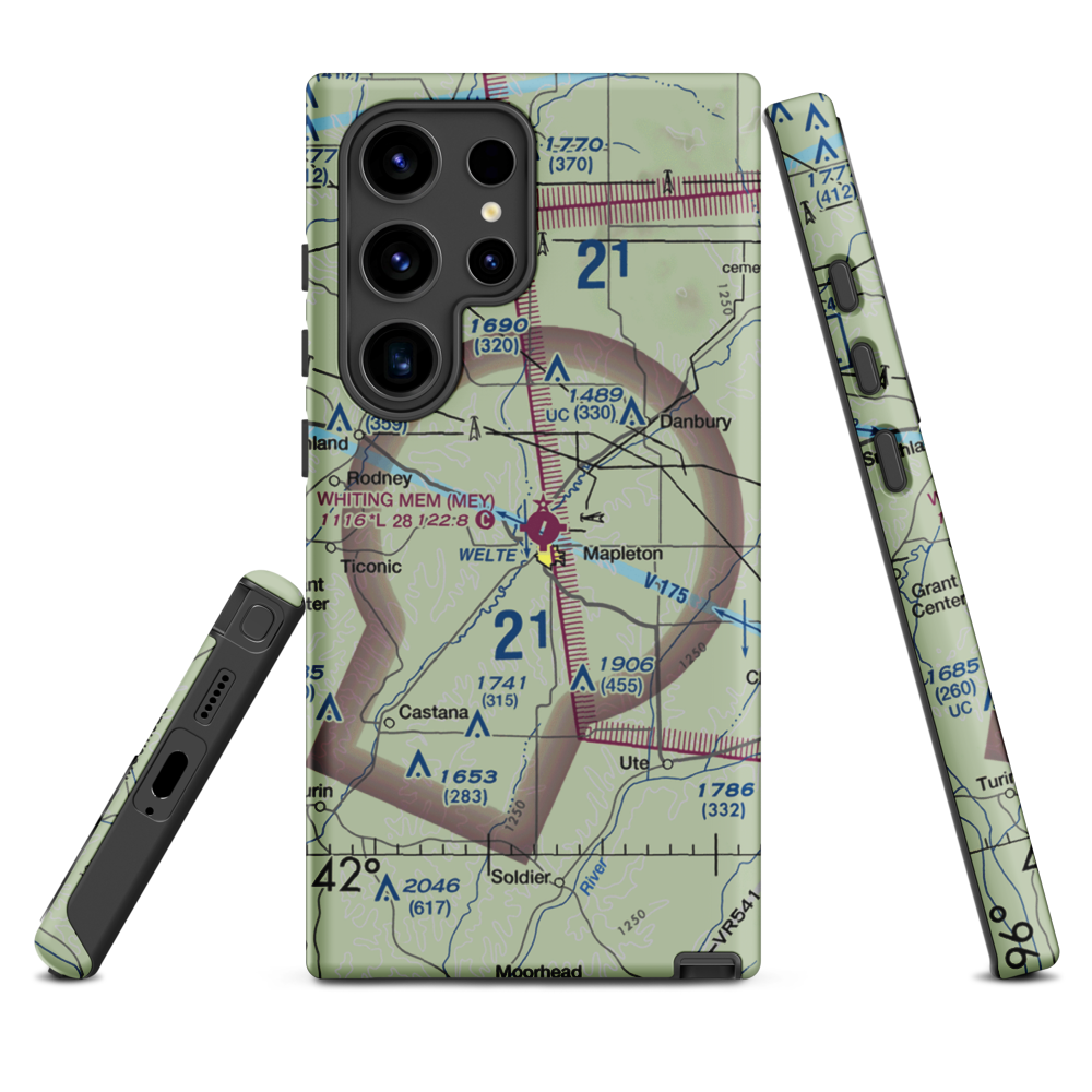 James G. Whiting Memorial Field (MEY) VFR Sectional Samsung Phone Case Samsung Galaxy S24 Ultra model shown