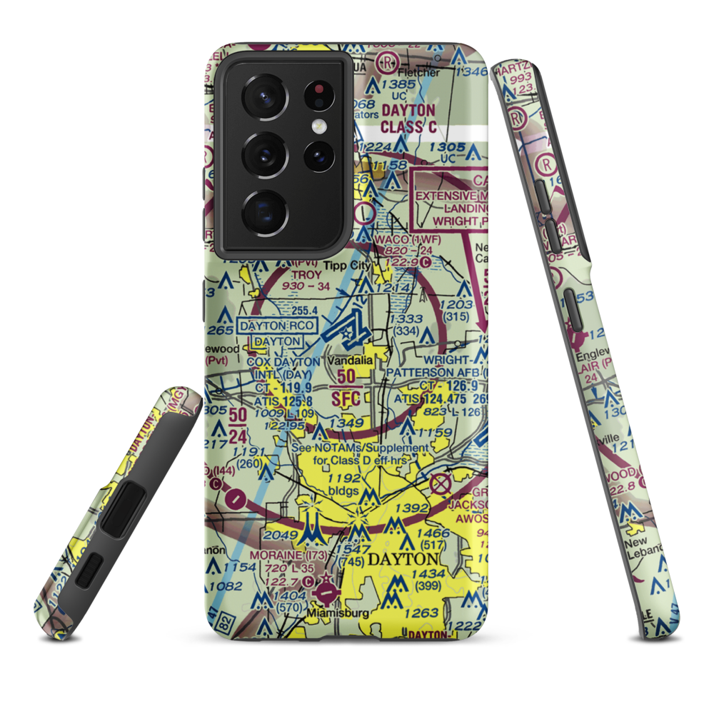 James M Cox Dayton International Airport (DAY) VFR Sectional Samsung Phone Case Samsung Galaxy S21 Ultra model shown