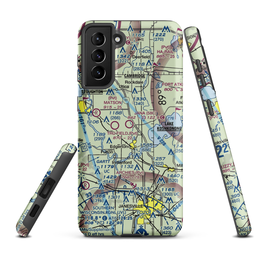 Jana Airport (58C) VFR Sectional Samsung Phone Case Samsung Galaxy S21 Plus model shown
