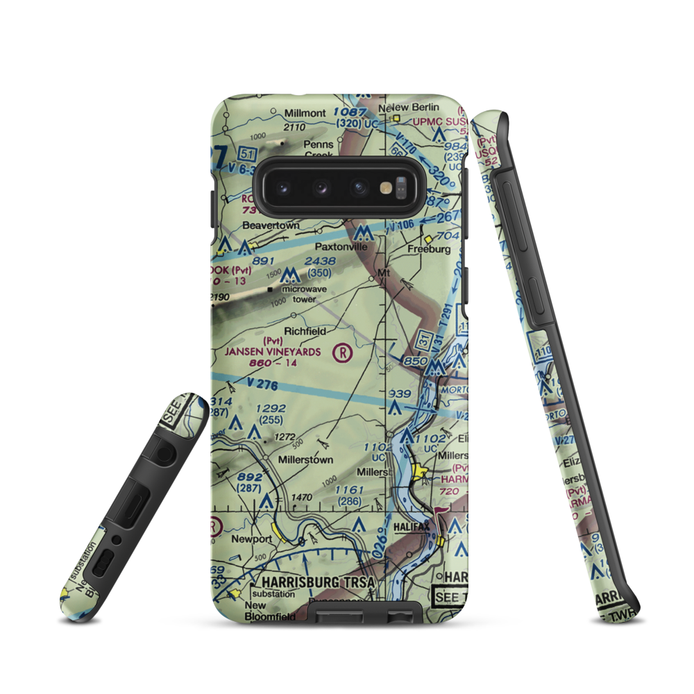 Jansen Vineyards Airport (PN71) VFR Sectional Samsung Phone Case Samsung Galaxy S10 model shown