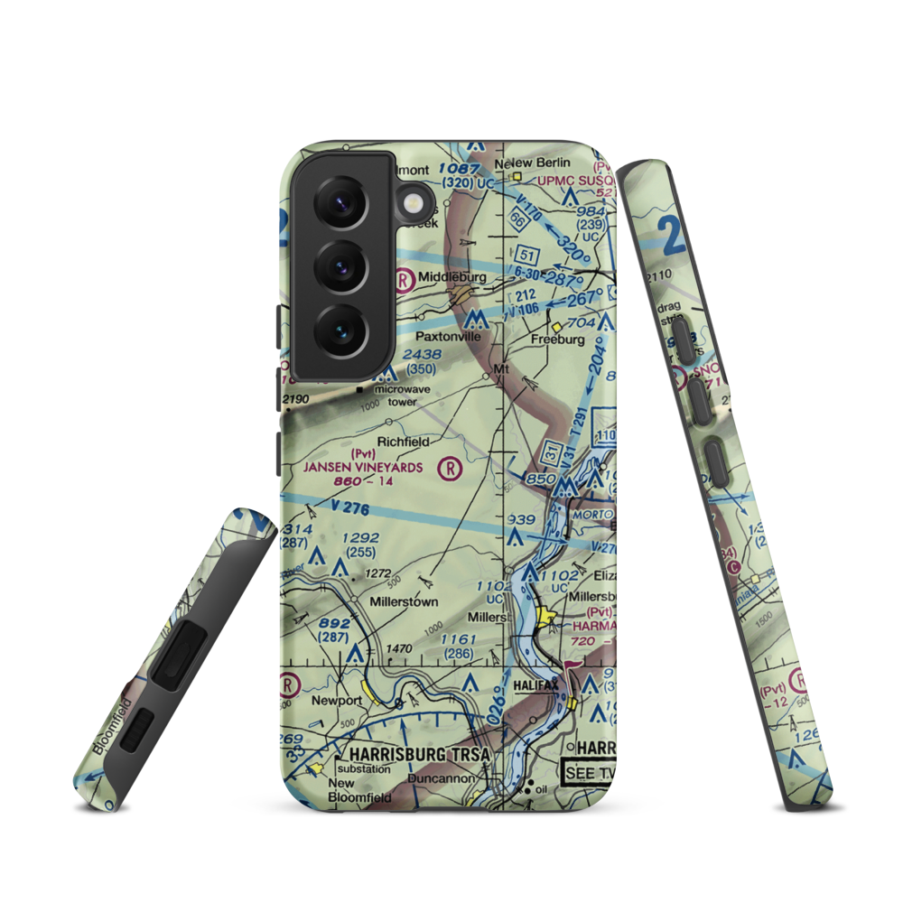 Jansen Vineyards Airport (PN71) VFR Sectional Samsung Phone Case Samsung Galaxy S22 model shown