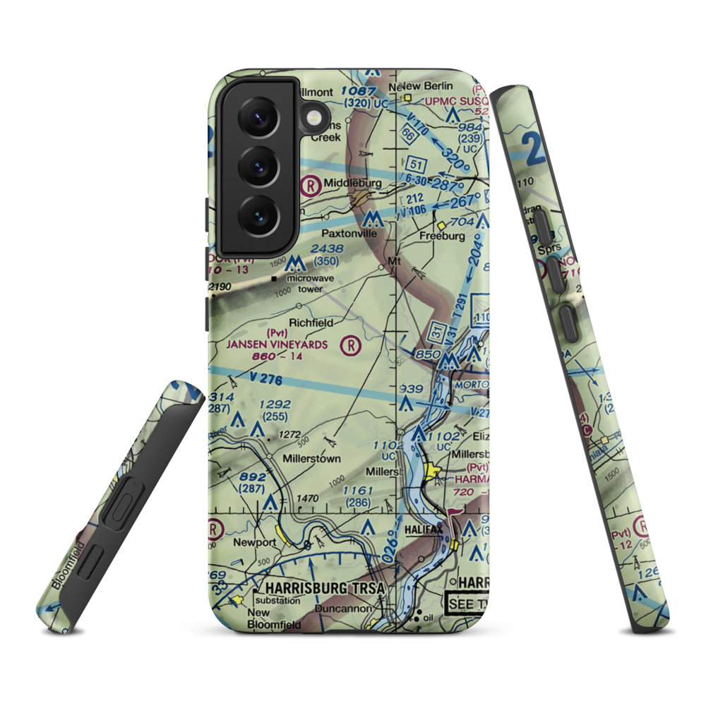 Jansen Vineyards Airport (PN71) VFR Sectional Samsung Phone Case Samsung Galaxy S22 Plus model shown