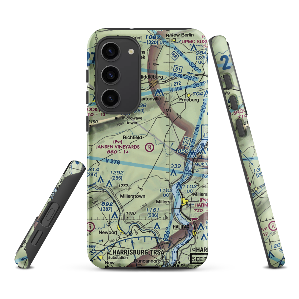 Jansen Vineyards Airport (PN71) VFR Sectional Samsung Phone Case Samsung Galaxy S23 Plus model shown