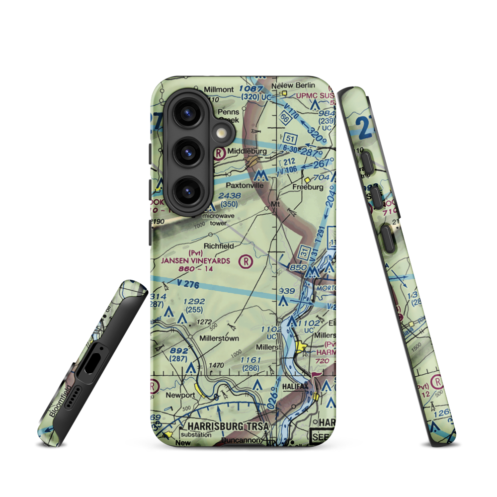 Jansen Vineyards Airport (PN71) VFR Sectional Samsung Phone Case Samsung Galaxy S24 model shown