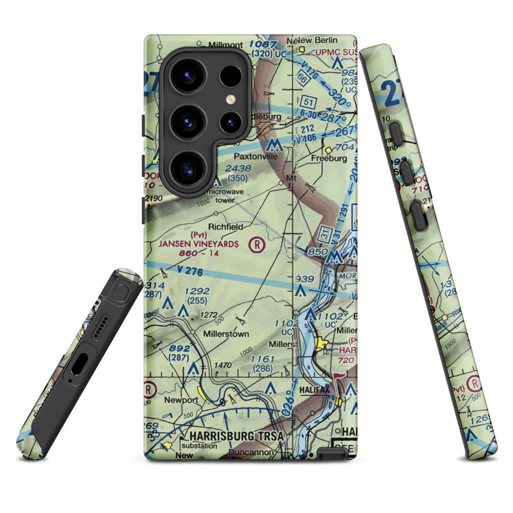 Jansen Vineyards Airport (PN71) VFR Sectional Samsung Phone Case Samsung Galaxy S24 Ultra model shown
