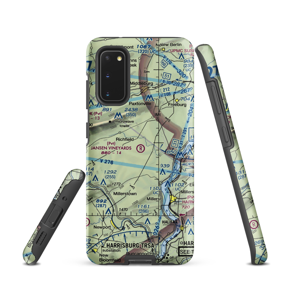 Jansen Vineyards Airport (PN71) VFR Sectional Samsung Phone Case Samsung Galaxy S20 model shown