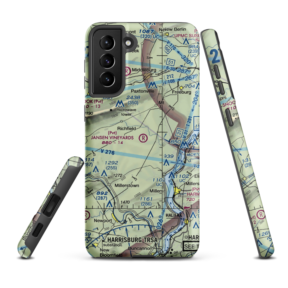 Jansen Vineyards Airport (PN71) VFR Sectional Samsung Phone Case Samsung Galaxy S21 Plus model shown