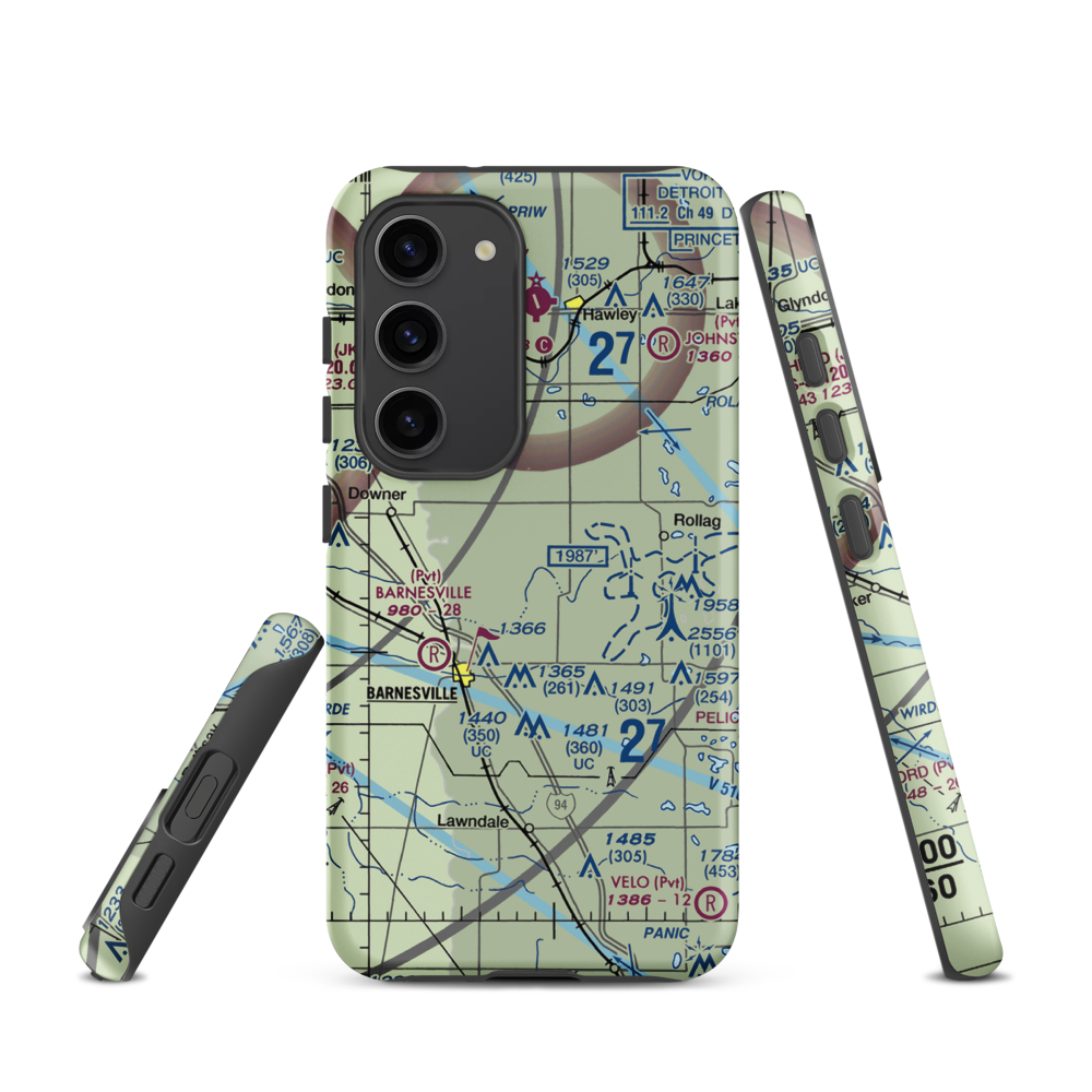 Janssen Airport (9MN5) VFR Sectional Samsung Phone Case Samsung Galaxy S23 model shown