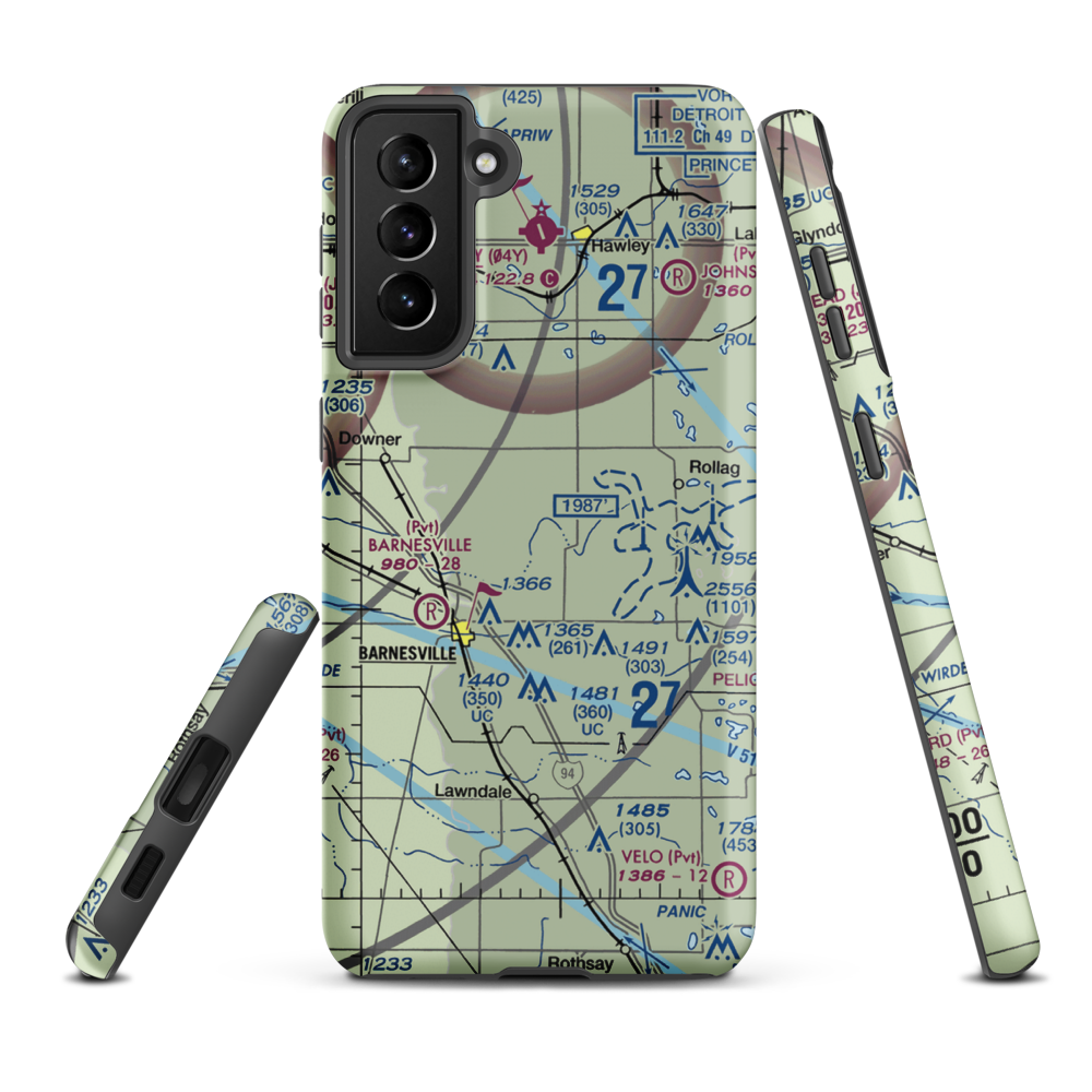 Janssen Airport (9MN5) VFR Sectional Samsung Phone Case Samsung Galaxy S21 Plus model shown