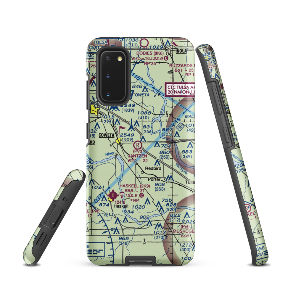 Jantzen Airport (93OK) VFR Sectional Samsung Phone Case Samsung Galaxy S20 model shown