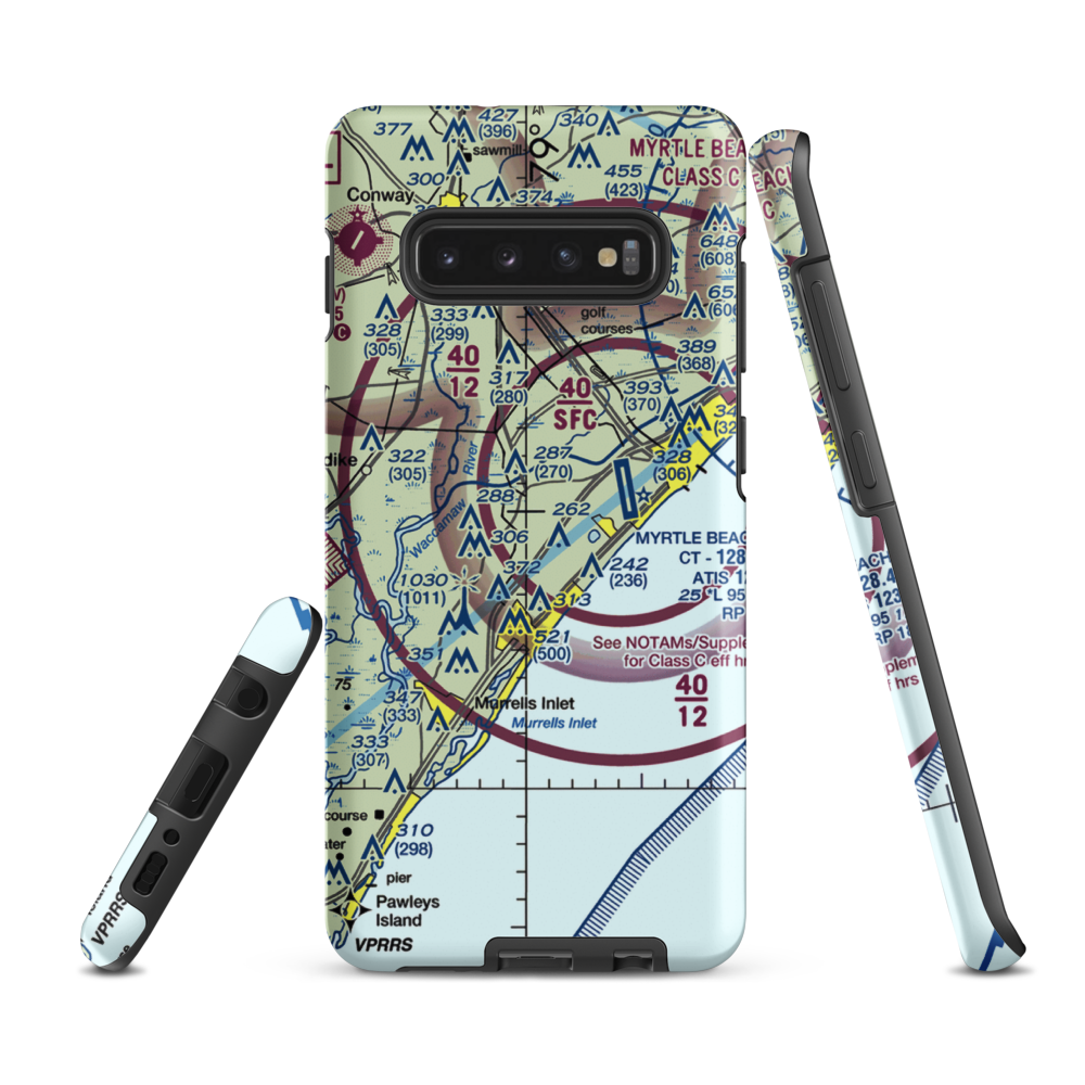 Javika Airport (SC28) VFR Sectional Samsung Phone Case Samsung Galaxy S10 Plus model shown