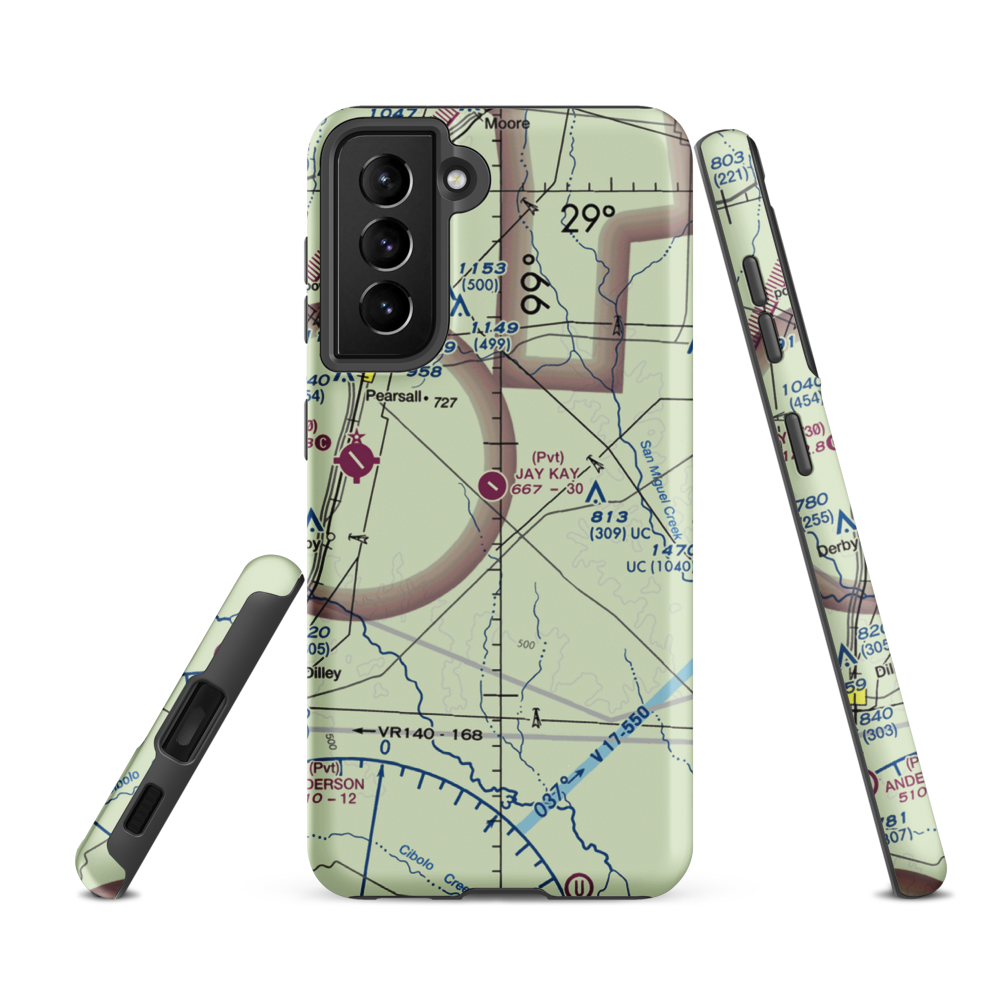 Jay Kay Ranch Airport (XS40) VFR Sectional Samsung Phone Case Samsung Galaxy S21 FE model shown