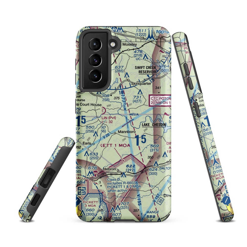Jayarz Airport (0VA8) VFR Sectional Samsung Phone Case Samsung Galaxy S21 FE model shown