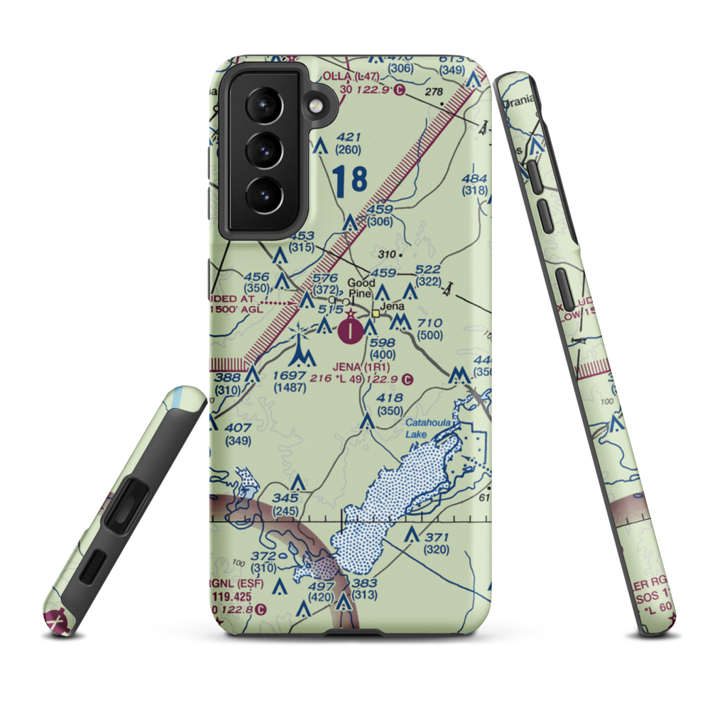 Jena Airport (1R1) VFR Sectional Samsung Phone Case Samsung Galaxy S21 Plus model shown