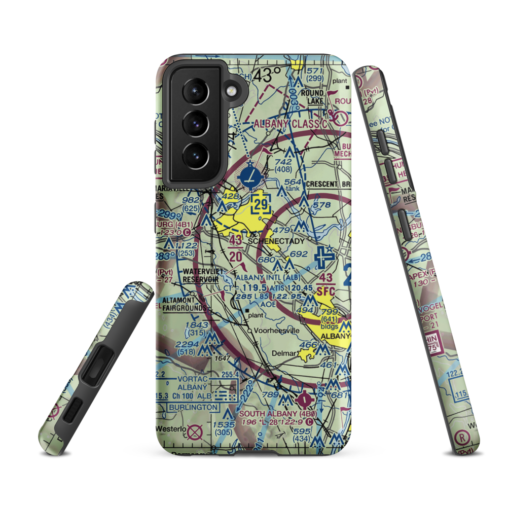 Jerry Phibbs Airport (NK43) VFR Sectional Samsung Phone Case Samsung Galaxy S21 FE model shown