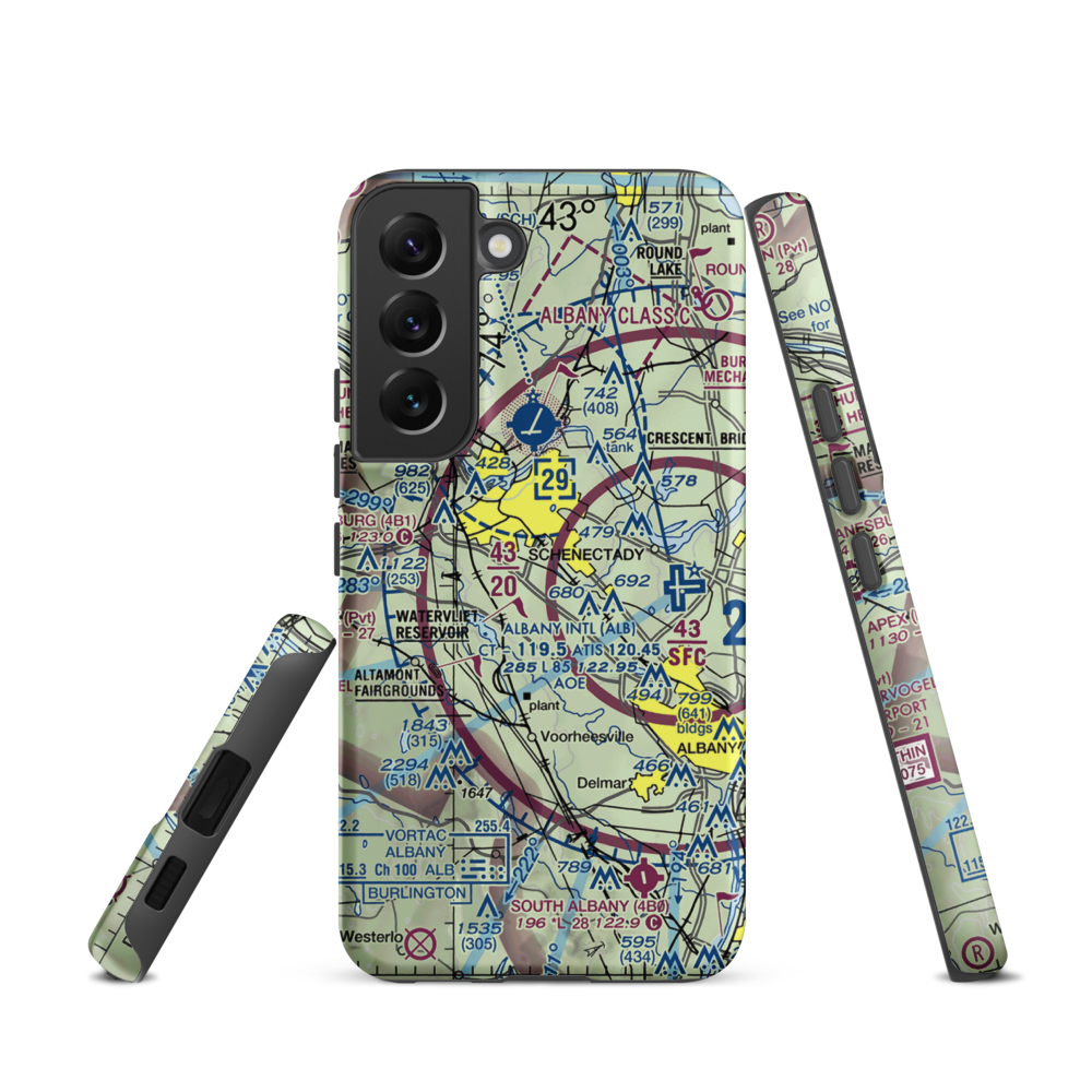 Jerry Phibbs Airport (NK43) VFR Sectional Samsung Phone Case Samsung Galaxy S22 model shown