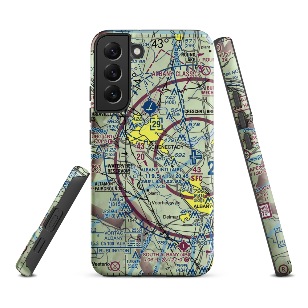 Jerry Phibbs Airport (NK43) VFR Sectional Samsung Phone Case Samsung Galaxy S22 Plus model shown