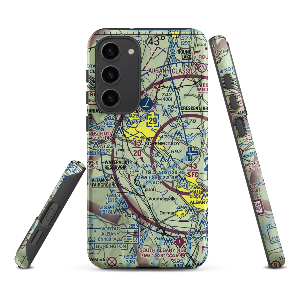 Jerry Phibbs Airport (NK43) VFR Sectional Samsung Phone Case Samsung Galaxy S23 Plus model shown