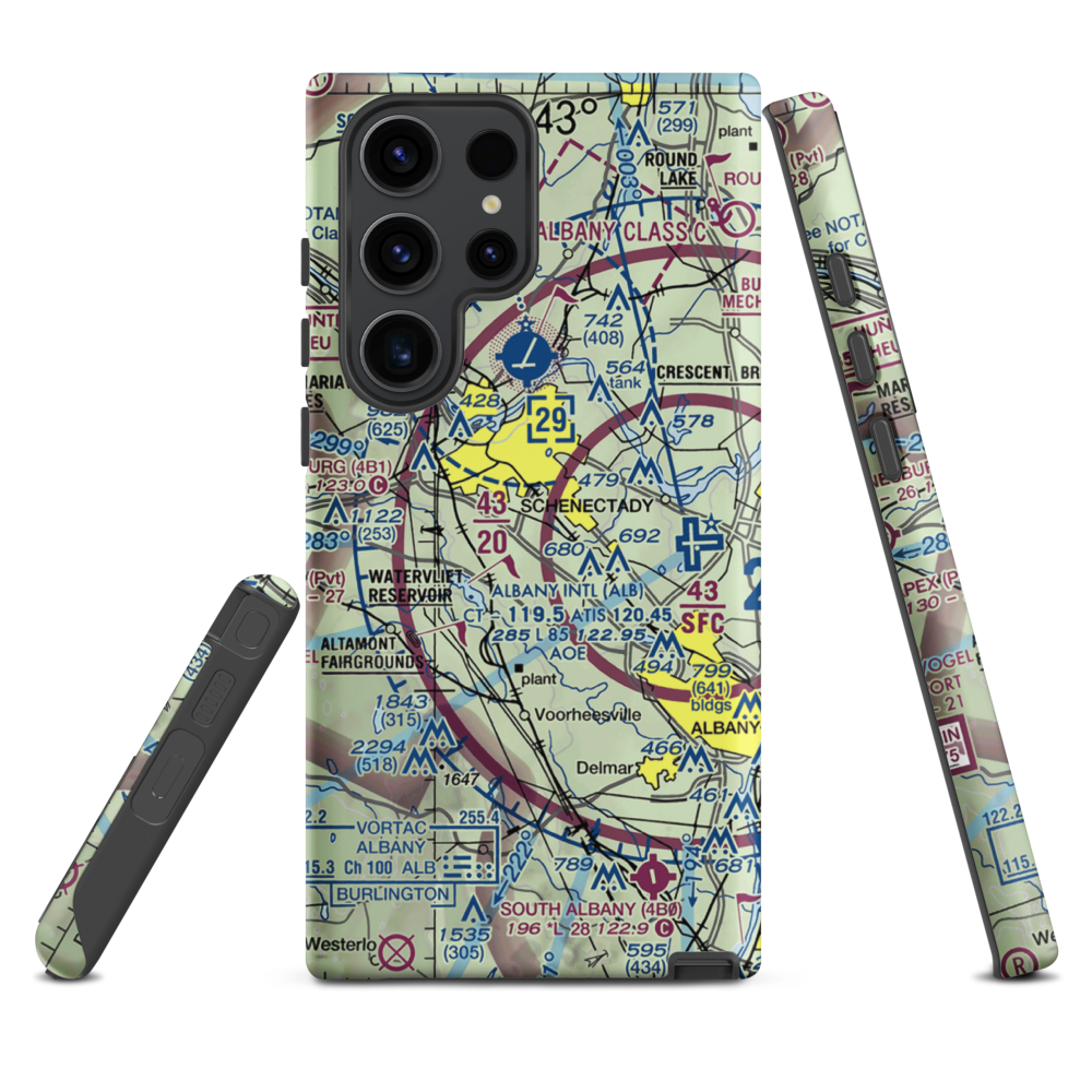 Jerry Phibbs Airport (NK43) VFR Sectional Samsung Phone Case Samsung Galaxy S23 Ultra model shown