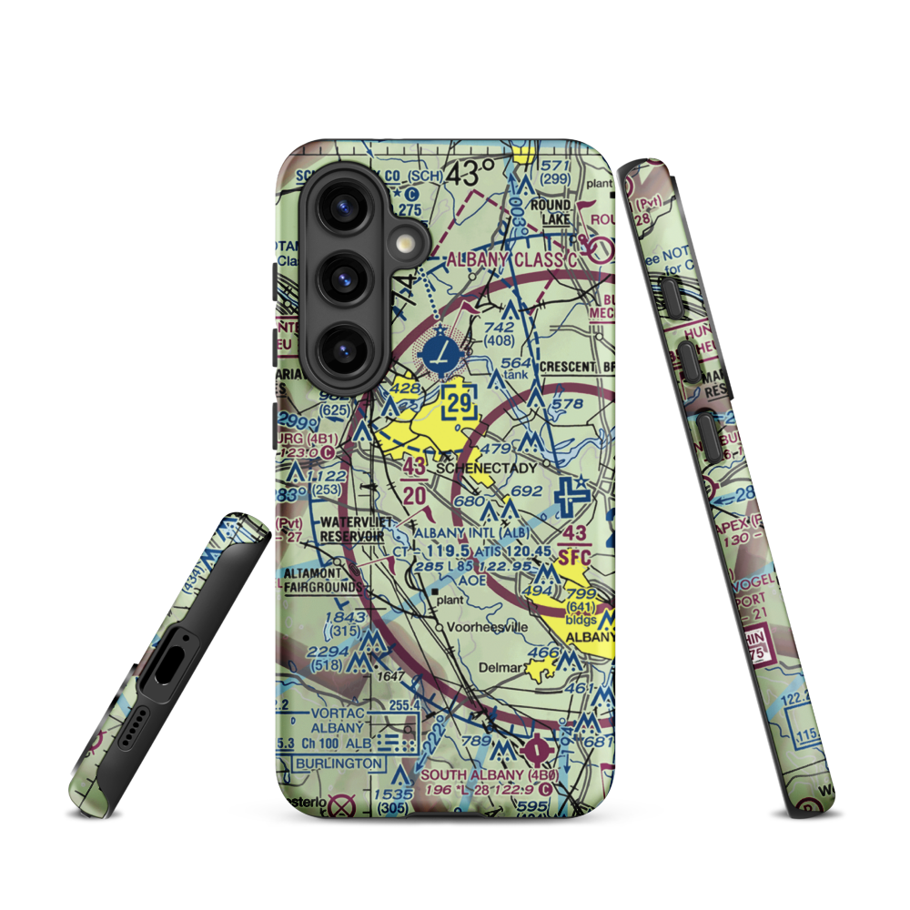 Jerry Phibbs Airport (NK43) VFR Sectional Samsung Phone Case Samsung Galaxy S24 model shown