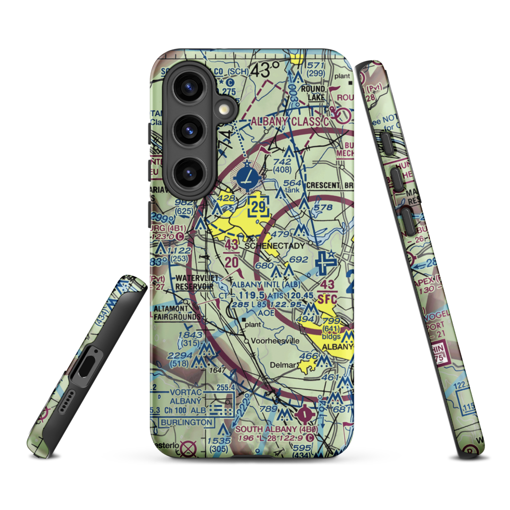 Jerry Phibbs Airport (NK43) VFR Sectional Samsung Phone Case Samsung Galaxy S24 Plus model shown