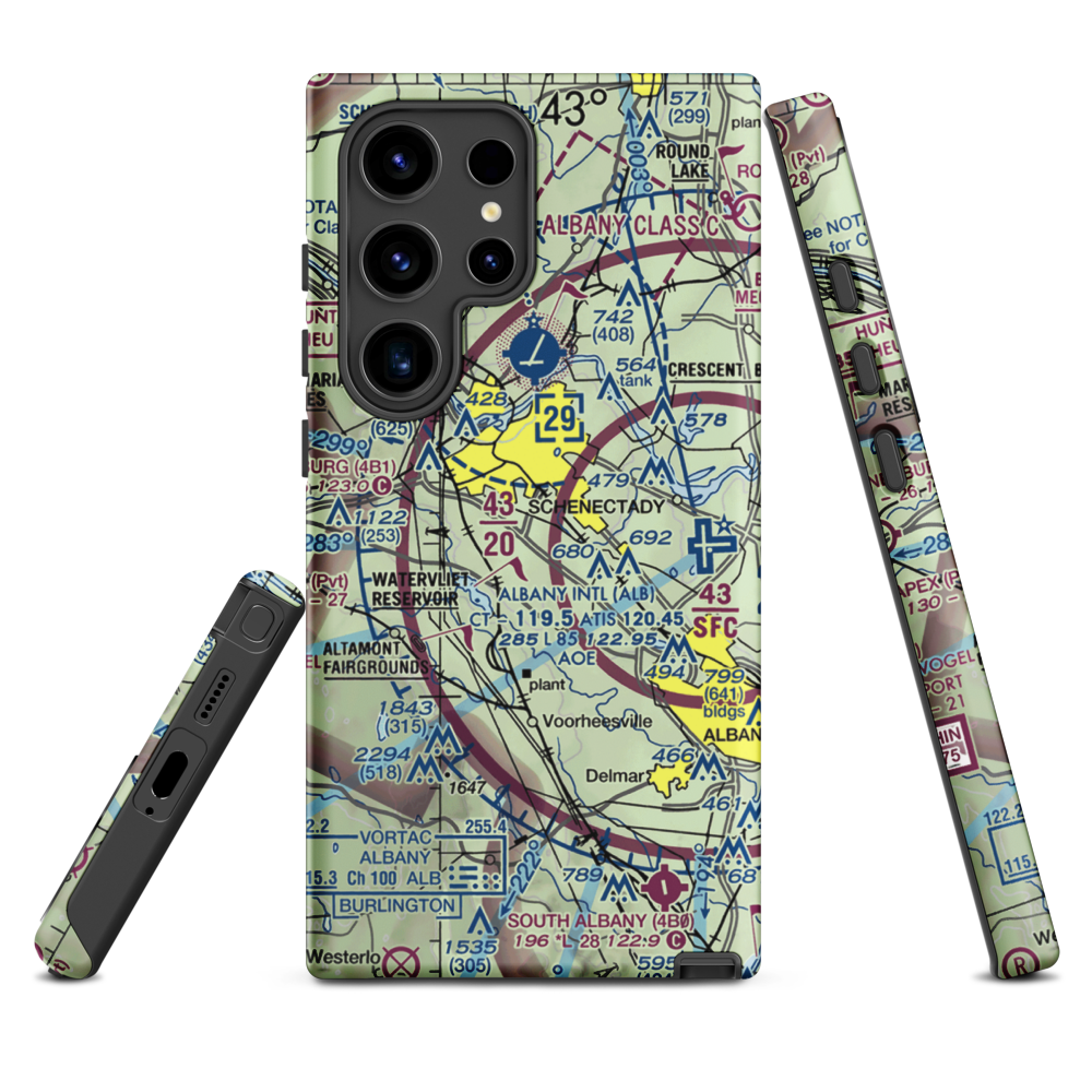 Jerry Phibbs Airport (NK43) VFR Sectional Samsung Phone Case Samsung Galaxy S24 Ultra model shown