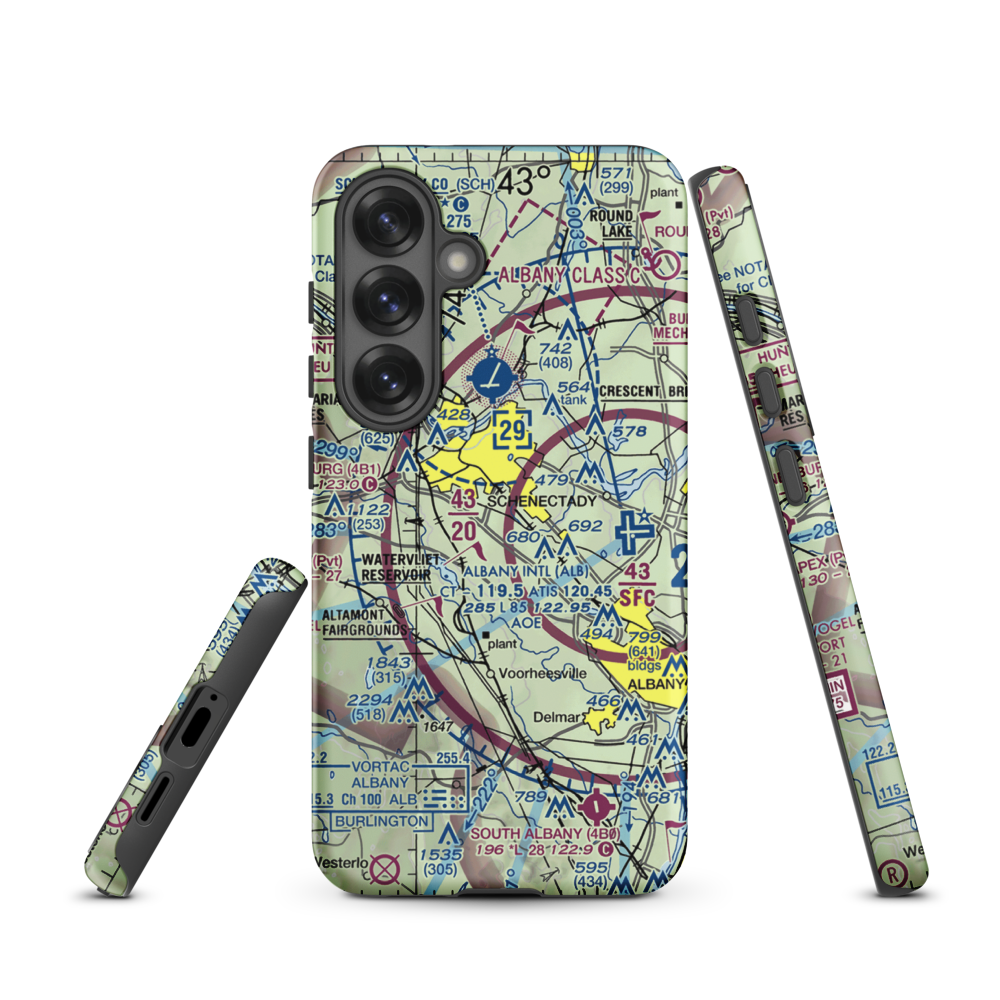 Jerry Phibbs Airport (NK43) VFR Sectional Samsung Phone Case Samsung Galaxy S25 model shown