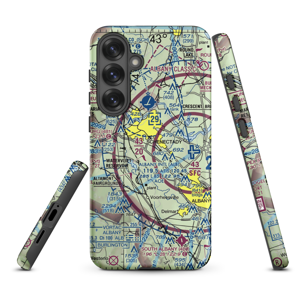 Jerry Phibbs Airport (NK43) VFR Sectional Samsung Phone Case Samsung Galaxy S25 Plus model shown
