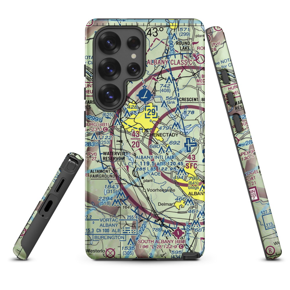 Jerry Phibbs Airport (NK43) VFR Sectional Samsung Phone Case Samsung Galaxy S25 Ultra model shown