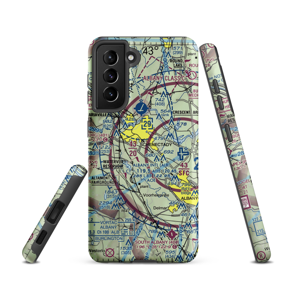 Jerry Phibbs Airport (NK43) VFR Sectional Samsung Phone Case Samsung Galaxy S21 model shown