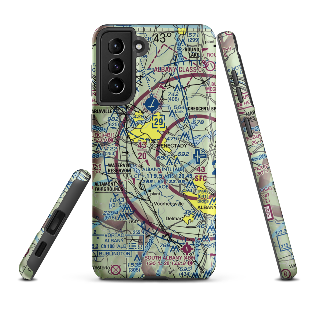Jerry Phibbs Airport (NK43) VFR Sectional Samsung Phone Case Samsung Galaxy S21 Plus model shown