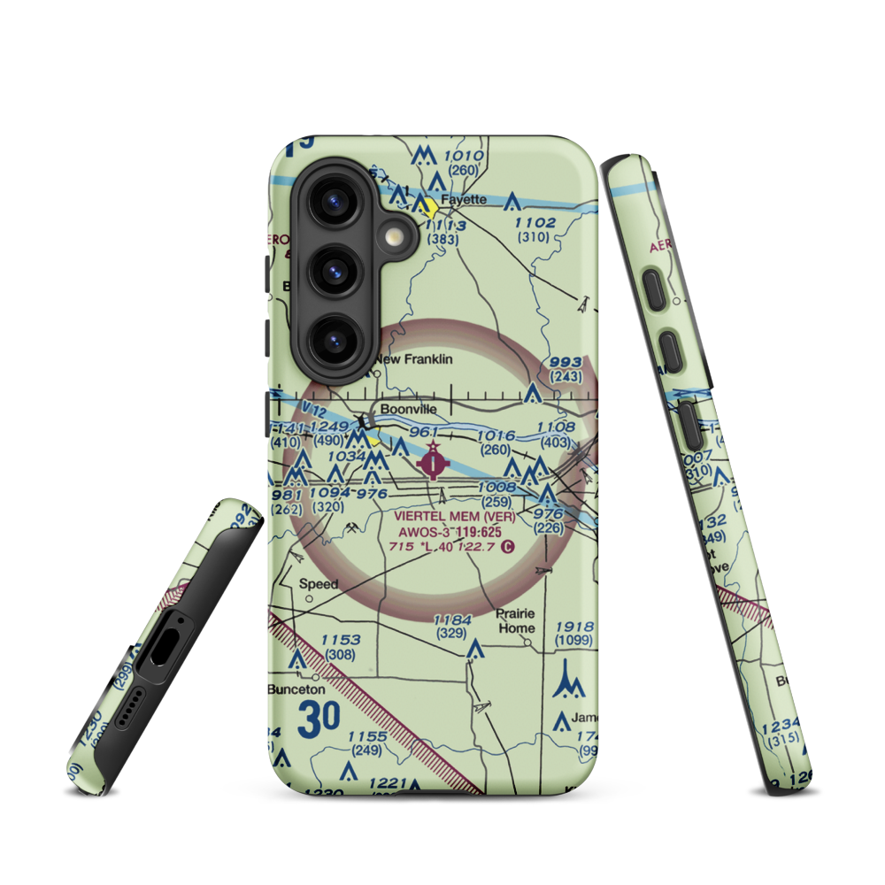 Jesse Viertel Memorial Airport (VER) VFR Sectional Samsung Phone Case Samsung Galaxy S24 model shown