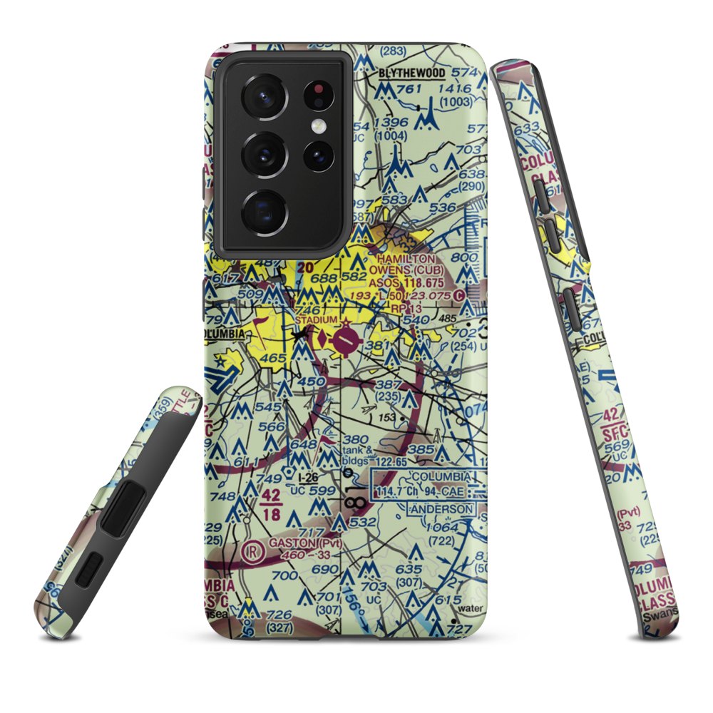 Jim Hamilton L.B. Owens Airport (CUB) VFR Sectional Samsung Phone Case Samsung Galaxy S21 Ultra model shown
