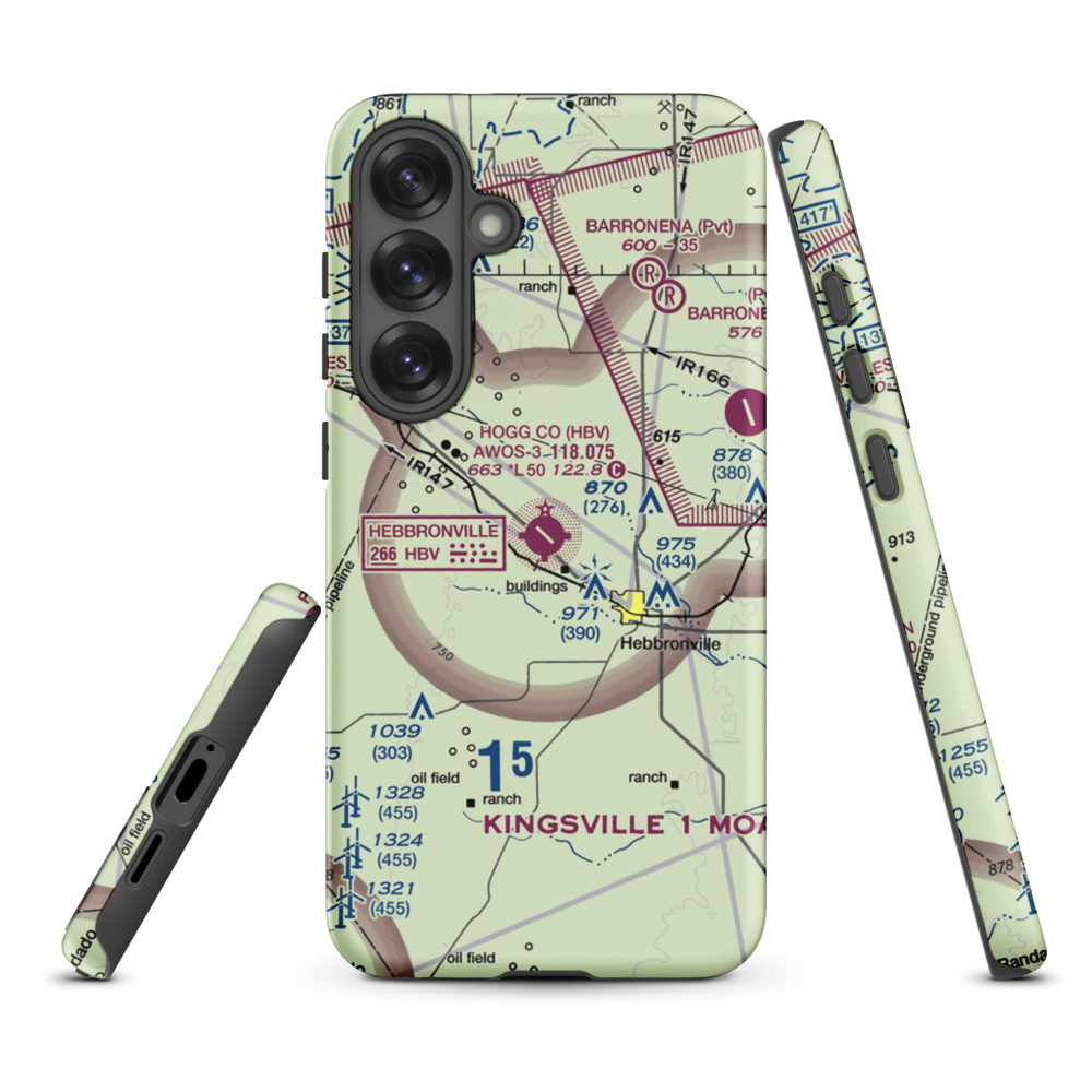 Jim Hogg County Airport (HBV) VFR Sectional Samsung Phone Case Samsung Galaxy S25 Plus model shown