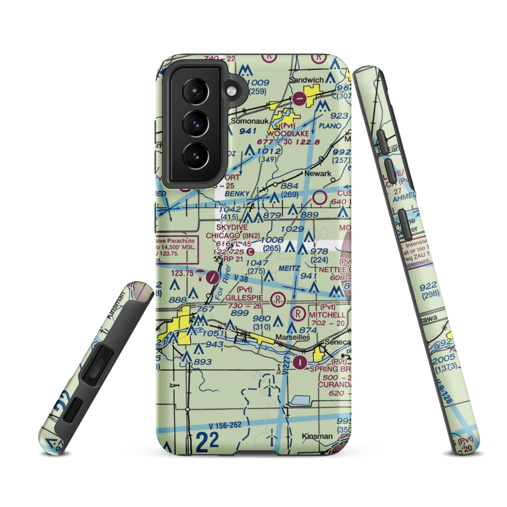 Jim Wehrli Memorial Airport (34IS) VFR Sectional Samsung Phone Case Samsung Galaxy S21 FE model shown