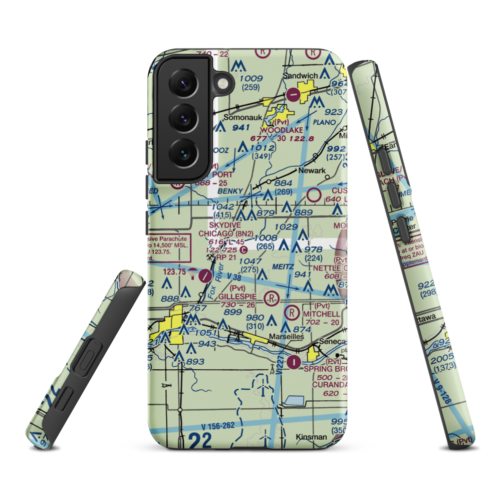 Jim Wehrli Memorial Airport (34IS) VFR Sectional Samsung Phone Case Samsung Galaxy S22 Plus model shown