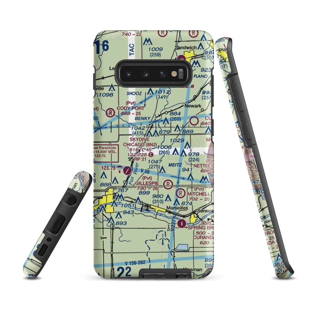 Jim Wehrli Memorial Airport (34IS) VFR Sectional Samsung Phone Case Samsung Galaxy S10e model shown
