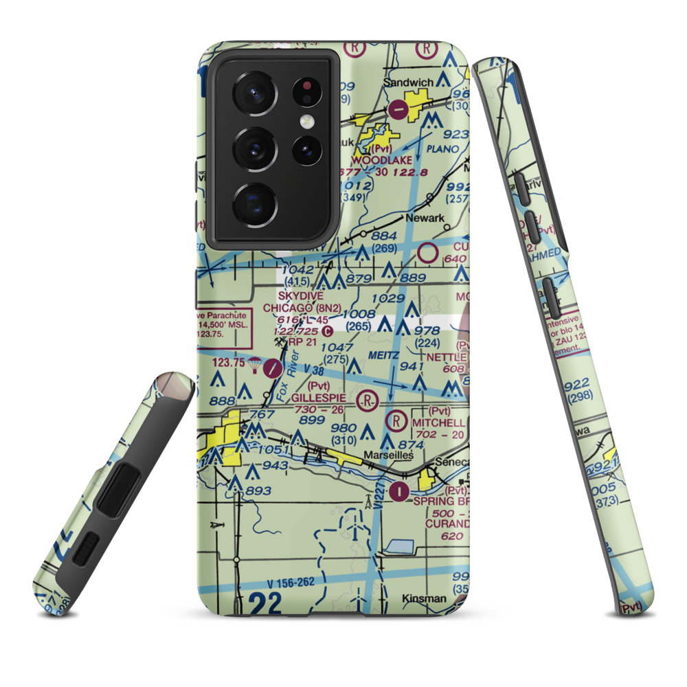 Jim Wehrli Memorial Airport (34IS) VFR Sectional Samsung Phone Case Samsung Galaxy S21 Plus model shown