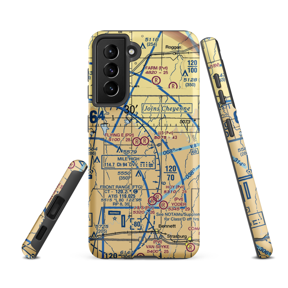Jjs Airport (CO56) VFR Sectional Samsung Phone Case Samsung Galaxy S21 FE model shown