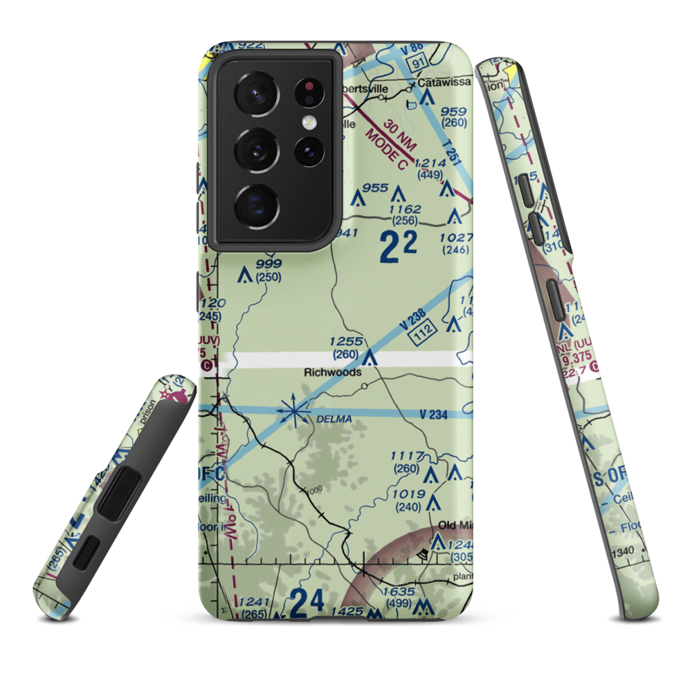 Joan Lake Airport (8MO4) VFR Sectional Samsung Phone Case Samsung Galaxy S21 Plus model shown
