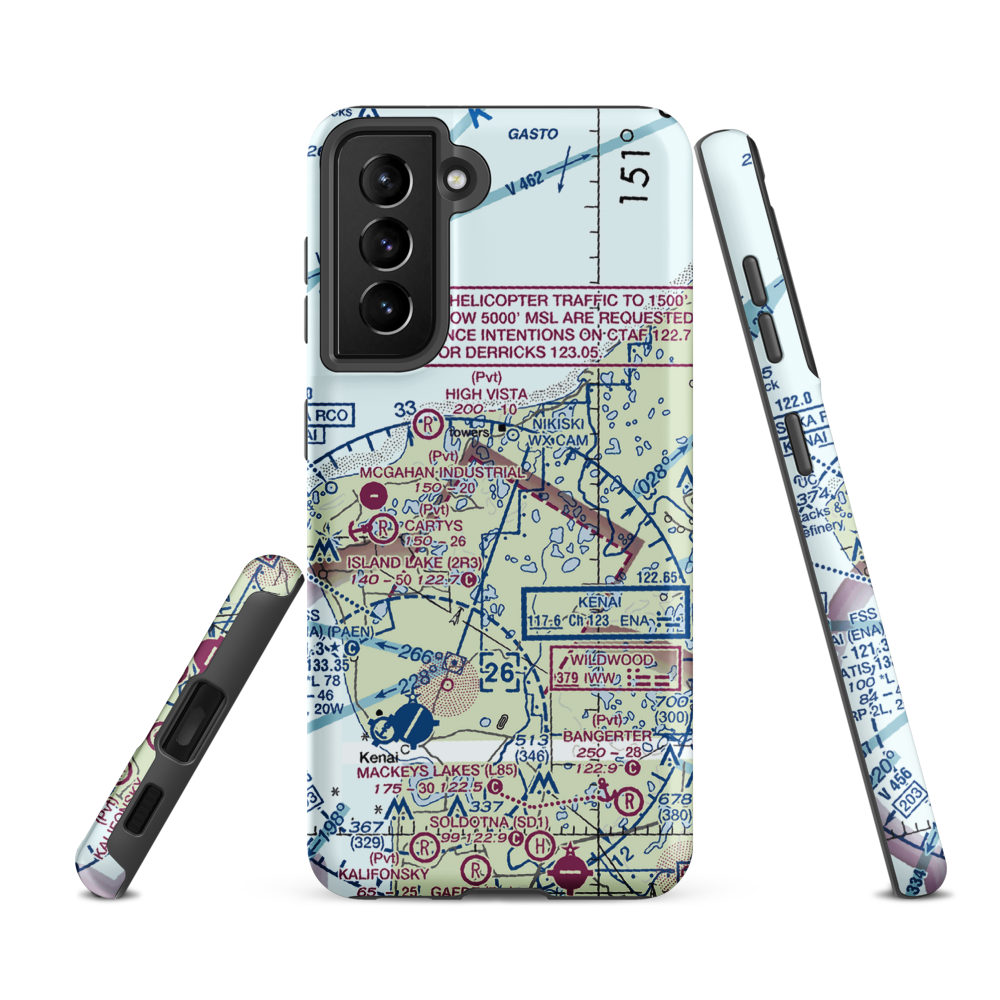Joe Clouds Seaplane Base (03AK) VFR Sectional Samsung Phone Case Samsung Galaxy S21 FE model shown