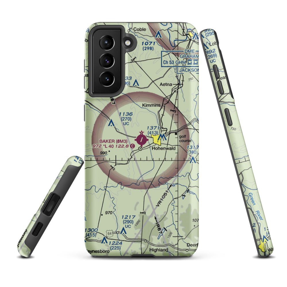 John A Baker Field (0M3) VFR Sectional Samsung Phone Case Samsung Galaxy S21 Plus model shown