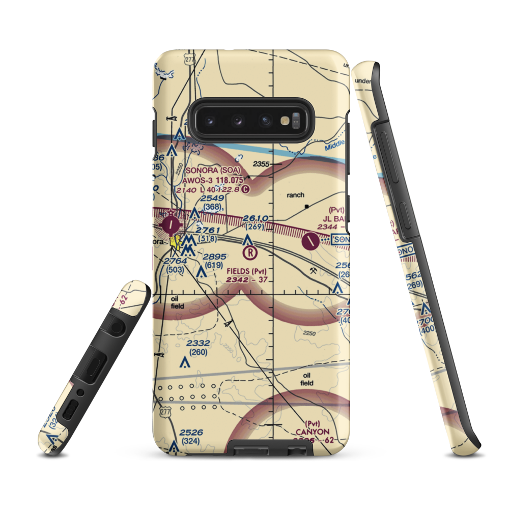 John Fields Ranch Airport (0XS2) VFR Sectional Samsung Phone Case Samsung Galaxy S10e model shown