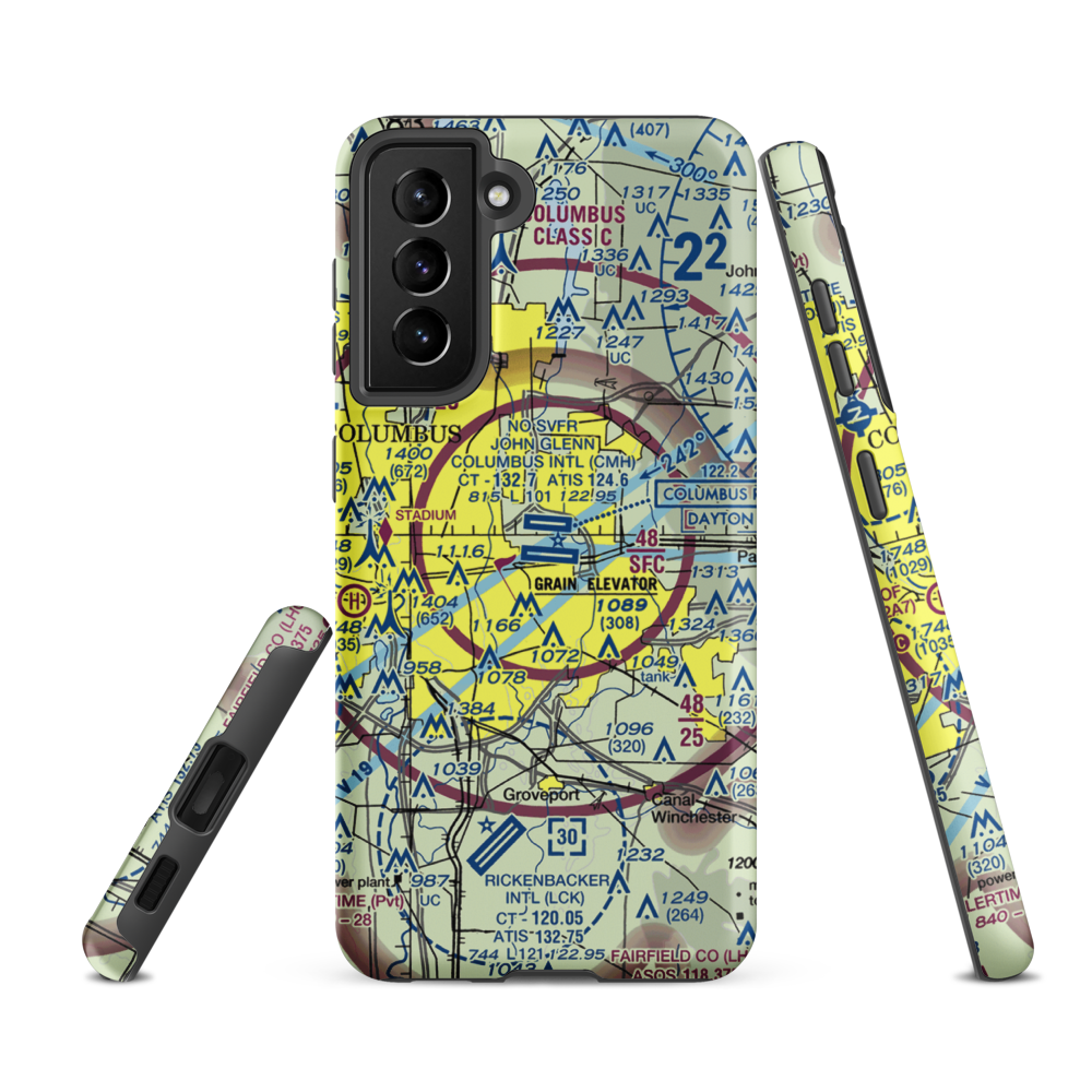 John Glenn Columbus International Airport (CMH) VFR Sectional Samsung Phone Case Samsung Galaxy S21 FE model shown