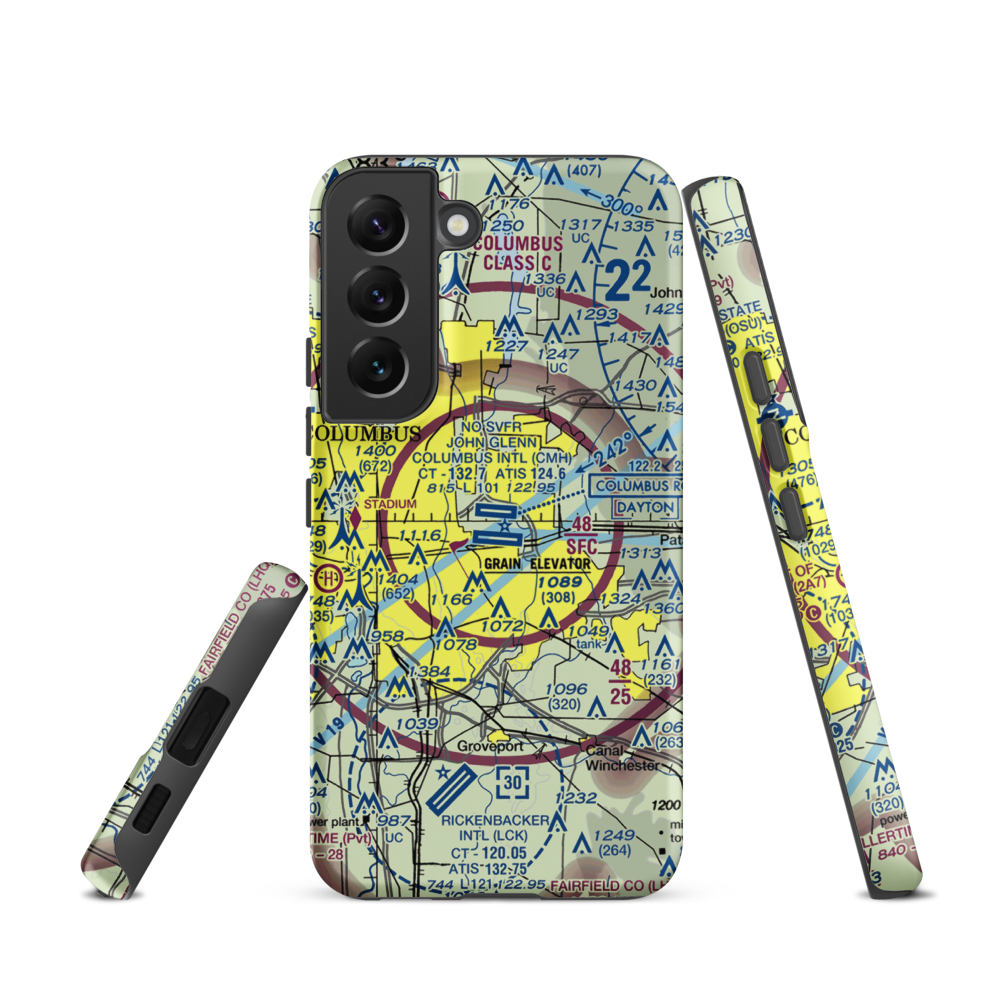 John Glenn Columbus International Airport (CMH) VFR Sectional Samsung Phone Case Samsung Galaxy S22 model shown